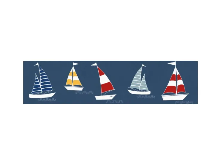 Bricoflor Kinder Tapete mit Segelboot als Bordüre Selbstklebend Tapetenbordüre für Kinderzimmer in Blau Vlies Kindertapete Maritim für Jungen