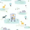 Bricoflor Kindertapete mit Tieren Bunte Tapete mit Giraffe und Nilpferd in Bus ausgefallene Vliestapete Ideal für Kinderzimmer Von Jungen und Mädchen* Klebefolien|Dekorative Tapeten