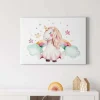 Bricoflor Kinderzimmer Wandbild Mit Einhorn Aquarell Bild Auf Leinwand Mit Sternen Und Regenbogen Wasserfarben Leinwandbild Ideal Für Mädchenzimmer