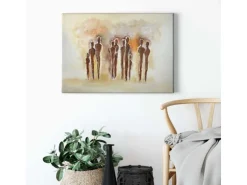 Bricoflor Kunst Wandbild Im Stil Gemälde Mit Personen Leinwand Bild Mit Abstrakter Malerei In Beige Und Braun Moderne Kunst Wandbild Für Büro Und Flur* Wanddekoration