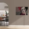 Bricoflor Kunst Wandbild Mit Menschen Rot Grau Leinwandbild Abstrakte Kunst Gemälde Leinwand Ausgefallen In 90 X 60 Cm