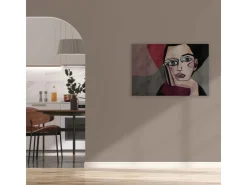 Bricoflor Kunst Wandbild Mit Menschen Rot Grau Leinwandbild Abstrakte Kunst Gemälde Leinwand Ausgefallen In 90 X 60 Cm