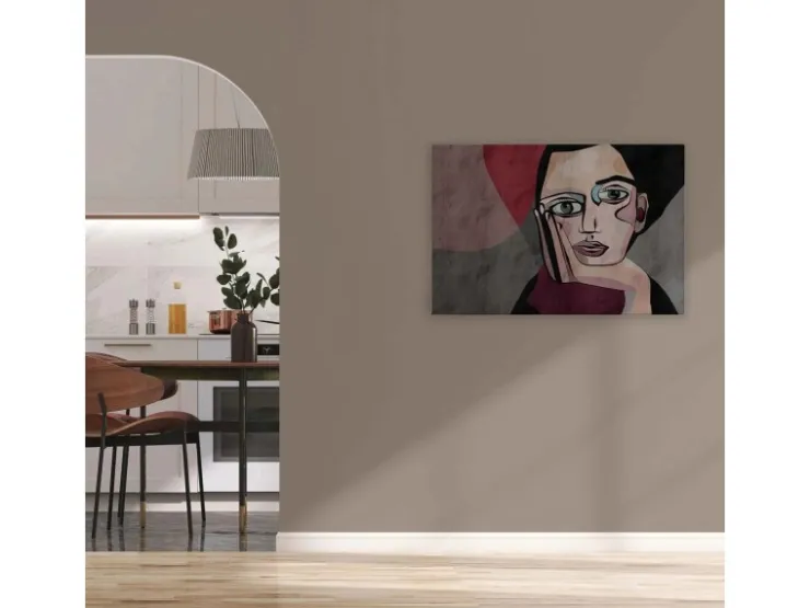 Bricoflor Kunst Wandbild Mit Menschen Rot Grau Leinwandbild Abstrakte Kunst Gemälde Leinwand Ausgefallen In 90 X 60 Cm