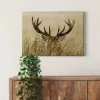 Bricoflor Landhaus Bild Mit Hirsch Tier Wandbild Mit Hirschgeweih Ideal Für Wohnzimmer Und Esszimmer Leinwandbild Mit Geweih In Grün Und Beige* Wanddekoration