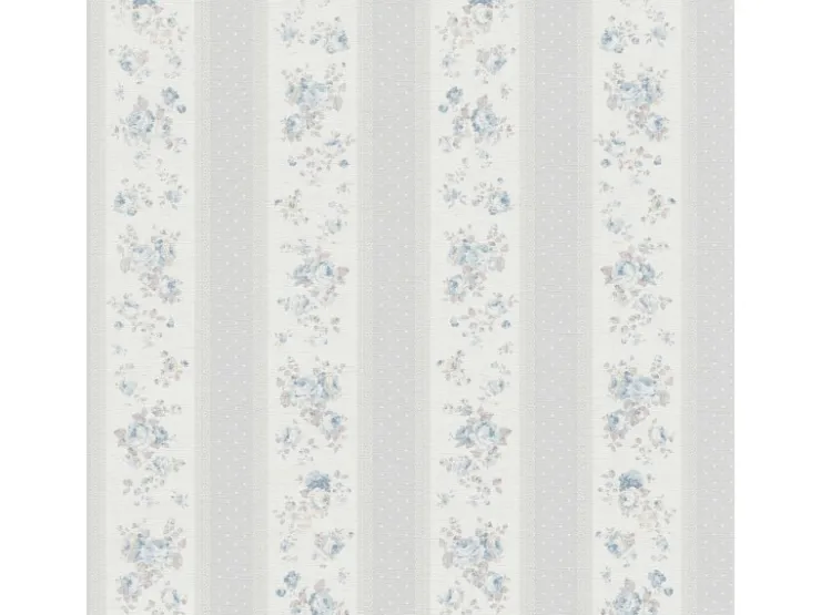 Bricoflor Landhaus Tapete mit Blumen Ideal für Küche und Flur Romantische Vliestapete mit Rosen in Grau Blau im Shabby Chic