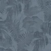 Bricoflor Leinen Tapete in Dunkelblau Palmen Vliestapete Blau in Leinenoptik Boho Mustertapete mit Palmenblätter Farn Design für Wohnzimmer