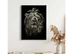 Bricoflor Leinwand Mit Löwe Schwarz Weißes Leinwandbild Mit Löwe Ideal Für Schlafzimmer Und Wohnzimmer Tier Wandbild Im Hochformat* Wanddekoration