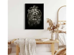 Bricoflor Leinwand Mit Löwe Schwarz Weißes Leinwandbild Mit Löwe Ideal Für Schlafzimmer Und Wohnzimmer Tier Wandbild Im Hochformat* Wanddekoration