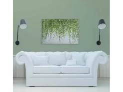 Bricoflor Leinwandbild Mit Pflanzen Grün Weiß Deko Wandbild Für Schlafzimmer Und Küche Pflanzenwand Auf Bild In 120 X 80 Cm* Wanddekoration