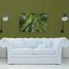 Bricoflor Leinwandbild Wald 120X80 Cm Natur Wandbild Grün Für Wohnzimmer Und Schlafzimmer Deko Leinwand Mit Baumkronen* Wanddekoration