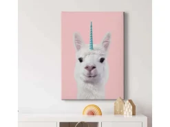 Bricoflor Lustiges Einhorn Bild In Rosa Leinwand Bild Mit Alpaka Ideal Für Babyzimmer Und Kinderzimmer Mädchen Wandbild Mit Lama Motiv* Wanddekoration