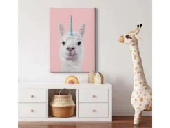 Bricoflor Lustiges Einhorn Bild In Rosa Leinwand Bild Mit Alpaka Ideal Für Babyzimmer Und Kinderzimmer Mädchen Wandbild Mit Lama Motiv* Wanddekoration