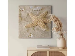 Bricoflor Maritimes Bild Mit Seestern Leinwand Bild Mit Strand Und Muscheln Ideal Für Schlafzimmer Und Badezimmer Meer Wandbild In Beige Und Crème* Wanddekoration