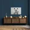 Bricoflor Maritimes Wandbild Panda Mit Pfeife Wohnzimmer Und Kinderzimmer Leinwandbild Mit Pandabär Auf Zickzack Muster 120 X 80* Wanddekoration