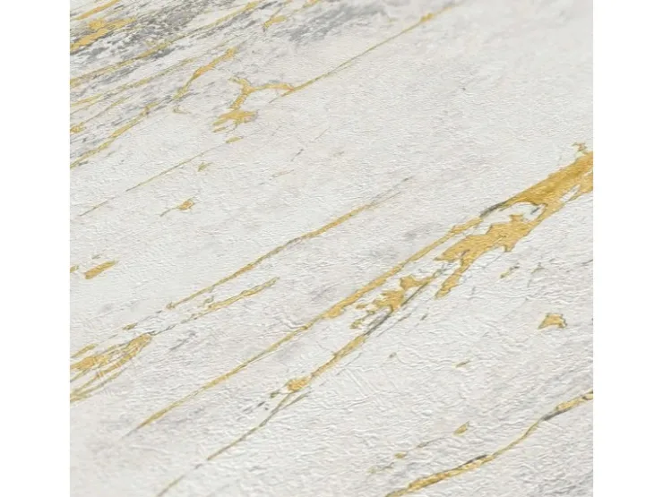 Bricoflor Marmor Tapete Weiß Gold Grau für Wohnzimmer und Schlafzimmer Scheuerbeständige Vliestapete in Marmoroptik mit Vinyl