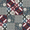 Bricoflor Marokkanische Tapete in Fliesenoptik Mosaik Vliestapete Rot Türkis Grau Vlies Fliesentapete mit Vinyl für Küche und Esszimmer Abwaschbar* Mosaik