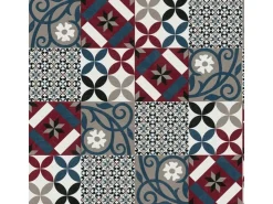 Bricoflor Marokkanische Tapete in Fliesenoptik Mosaik Vliestapete Rot Türkis Grau Vlies Fliesentapete mit Vinyl für Küche und Esszimmer Abwaschbar* Mosaik