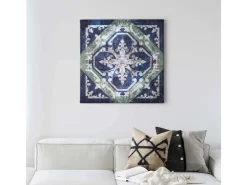 Bricoflor Marokkanisches Leinwand Bild Im Vintage Stil Orientalisches Wandbild In Dunkelblau Und Grau Fliesen Leinwandbild Für Küche Und Schlafzimmer* Wanddekoration