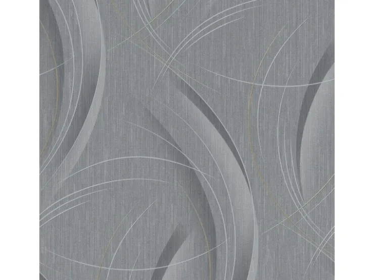 Bricoflor Metallic Tapete mit Goldenen Linien Vlies Mustertapete in Grau Silber für Wohnzimmer und Esszimmer Moderne Vliestapete in Dunkelgrau