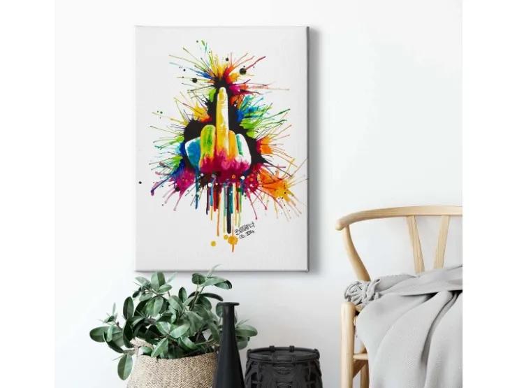 Bricoflor Mittelfinger Bild Bunt Ausgefallenes Leinwandbild Mit Stinkefinger Für Wohnzimmer Und Jugendzimmer Modernes Kunst Bild Auf Leinwand* Wanddekoration