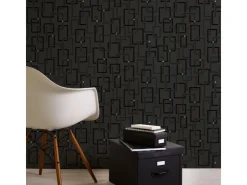 Bricoflor Moderne Tapete anthrazit Schwarz Geometrische Vliestapete mit Muster aus Vinyl Schwarze Wandtapete Ideal für Wohnzimmer und Küche* Dekorative Tapeten