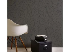 Bricoflor Moderne Tapete Abstrakt Graue Vliestapete mit Geschwungene Linien Muster Vlies Mustertapete mit Vinyl Ideal für Küche und Wohnzimmer* Tapetenmuster