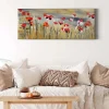 Bricoflor Mohnblumen Bild Gemalt Leinwand Bild Mit Blumenwiese In Rot Und Gelb Wohnzimmer Und Schlafzimmer Wandbild In Gemälde Optik Mit Blumen* Wanddekoration