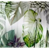 Bricoflor Monstera Tapete Transparent Tropische Blätter Vliestapete in Grün Weiß Grau Vlies Fototapete mit Palmenblättern für Wohn und Schlafzimmer