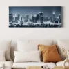 Bricoflor New York Bild Mit Skyline Modernes Wandbild Mit Stadt Motiv In Blau Silber Ausgefallenes City Leinwandbild Ideal Für Schlafzimmer Und Bar