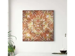 Bricoflor Orientalisches Wandbild In Orange Und Gelb Marokkanisches Leinwandbild Mit Ornament In Mosaik Optik Boho Bild Als Wand Deko Für Wohnzimmer