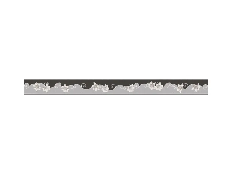 Bricoflor Ornament Bordüre in Schwarz und Silber Neobarock Tapetenbordüre mit Lilien Wandbordüre mit Blumen Ideal für Schlafzimmer und Flur* Bordüren