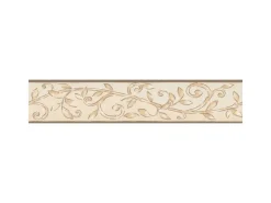 Bricoflor Papier Tapetenbordüre für Küche Mediterrane Bordüre mit Ornament Vinyl Wandbordüre im Landhausstil in Beige und Gold