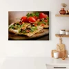 Bricoflor Pizza Bild Auf Leinwand Mediterranes Leinwand Bild Für Küche Deko Wandbild Mit Pizza Motiv In Rot Und Grün Für Küchen Und Restaurants