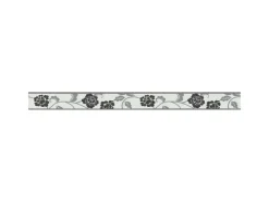 Bricoflor Schmale Tapetenbordüre Selbstklebend Vinyl Tapete mit Blumen in Grau Florale Tapetenborte Ideal für Schlafzimmer und Küche