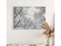 Bricoflor Schwarz Weiß Wald Bild Auf Leinwand Baumkrone Bild Mit Himmel Für Schlafzimmer Und Flur Wandbild Mit Bäumen Auf Keilrahmen* Wanddekoration