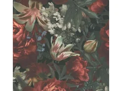 Bricoflor Schwarze Tapete mit Blumen in Rot Grün Vintage Blumentapete Dunkel Ideal für Wohnzimmer und Schlafzimmer* Dekorative Tapeten