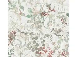 Bricoflor Schwedische Tapete mit Blumen in Weiß Grün Rot Vintage Blumentapete Skandinavisch Ideal für Wohnzimmer und Bad