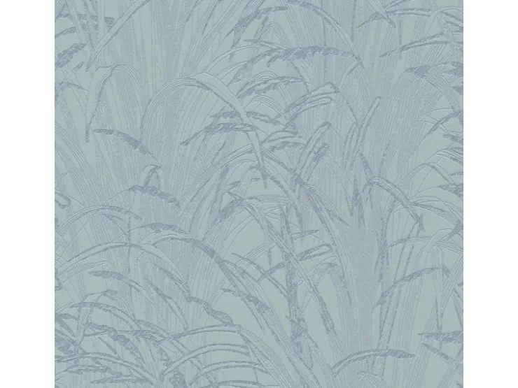 Bricoflor Skandinavische Tapete Mit Binsengras Design Vlies Mustertapete In Grau Blau Moderne Vliestapete Mit Blätter Muster
