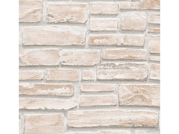 Bricoflor Steintapete in Creme Weiß für Flur und Schlafzimmer Helle Tapete in Steinoptik mit 3D Design Papiertapete als Steinwand* Dekorative Tapeten