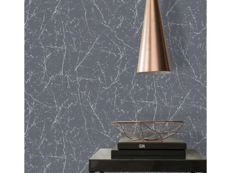 Bricoflor Tapete Grau mit Ästen Vliestapete in anthrazit Silber mit Metallic Effekt Vlies Mustertapete mit Bäumen für Schlafzimmer