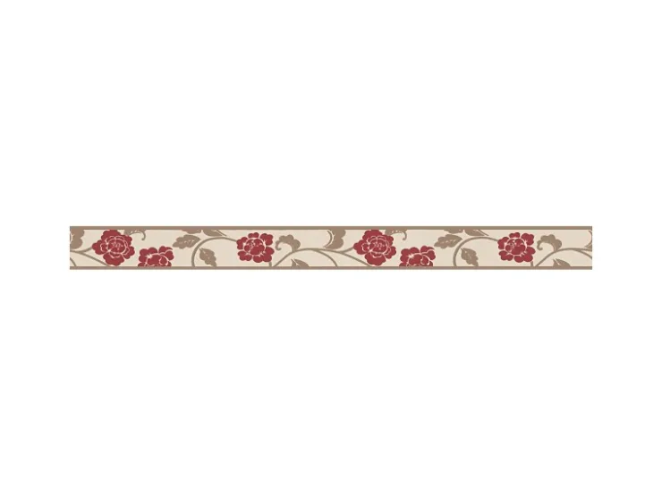 Bricoflor Tapetenbordüre mit Blumen für Schlafzimmer und Esszimmer Selbstklebende Bordüre in Rot und Beige Schmale Tapetenborte aus Vlies und Vinyl
