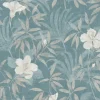 Bricoflor Tropical Tapete Floral Hibiskus Vliestapete mit Tropische Blätter Muster in Grau Blau Dschungel Wandtapete aus Vlies und Vinyl* Mosaik