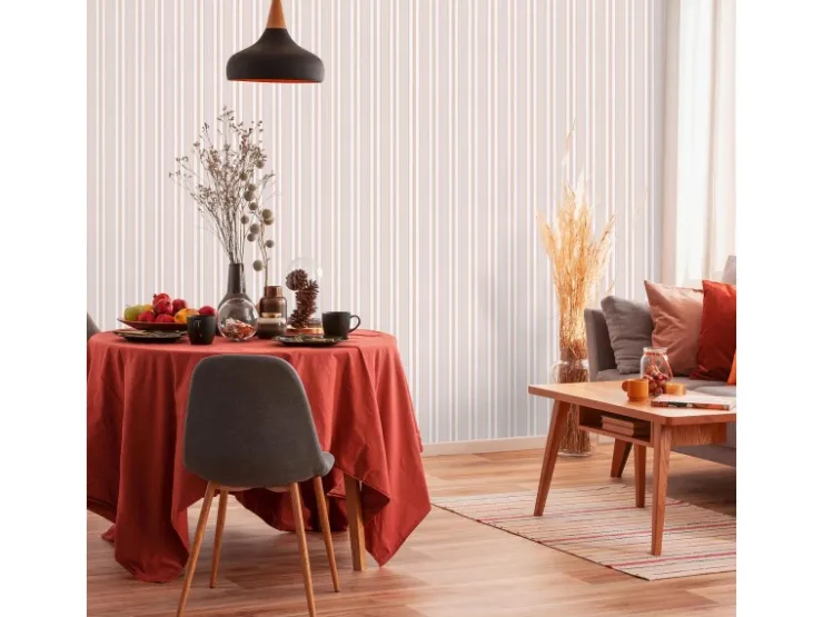 Bricoflor Vlies Mustertapete in Rosa Weiß Gestreifte Tapete Modern Ideal für Schlafzimmer und Kinderzimmer Rosa Streifentapete für Babyzimmer* Tapetenmuster