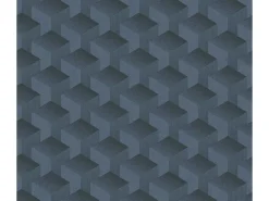 Bricoflor Vliestapete Blau mit Muster 3D Tapete Geometrisch Ideal für Büro und Schlafzimmer Grafische Mustertapete Dunkelblau