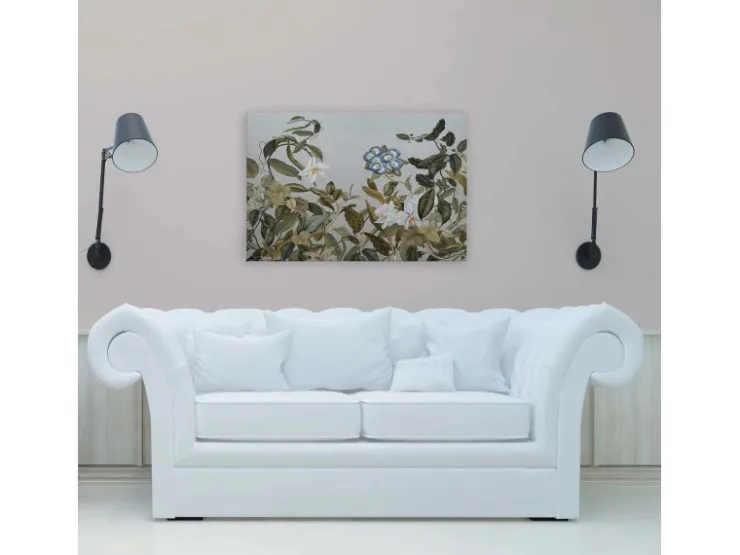 Bricoflor Wandbild Blumenwiese Auf Leinwand Vintage Bild Mit Blättern Und Blumen Botanical Leinwandbild 120 X 80 Cm Für Wohnzimmer