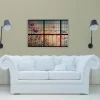 Bricoflor Wandbild Fensterblick In Garten Leinwandbild Mit Blumenwiese In Sonnenuntergang Deko Bild Für Schlafzimmer In 90 X 60 Cm