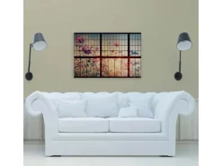 Bricoflor Wandbild Fensterblick In Garten Leinwandbild Mit Blumenwiese In Sonnenuntergang Deko Bild Für Schlafzimmer In 90 X 60 Cm