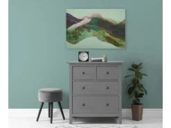 Bricoflor Wandbild Grün Abstrakt Leinwandbild Berge In Neonfarben Modernes Bild Für Wohnzimmer Und Schlafzimmer In 90 X 60 Cm