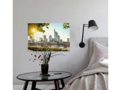 Bricoflor Wandbild Mit Skyline Von Frankfurt Stadt Leinwandbild Ideal Für Küche Und Büro Moderne Canvas Leinwand Im Querformat Auf Keilrahmen