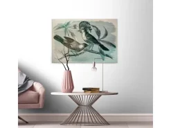 Bricoflor Wandbild Mit Vogel Gezeichnet Vintage Leinwand Bild Mit Vogel Und Baum Design Nostalgie Stil Canvas Keilrahmen Bild In Grün Für Schlafzimmer* Wanddekoration